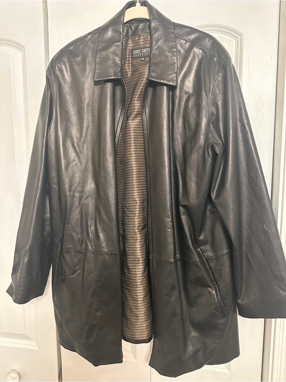 Robert Graham Men's Black Leather Trench Coat